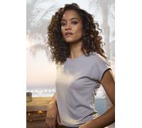 Rundhalsshirt VIVANCE "mit dezentem Glitzerdruck", Damen, Gr. 36/38, grau, Single Jersey, Obermaterial: 62% Polyester, 33% Viskose, 5% Elasthan, bedruckt, bequem, Rundhals, Shirts Rundhalsshirt, aus e