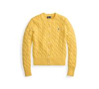 Rundhalsstrickjacke mit Zopfmuster L Yellow