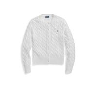 Rundhalsstrickjacke mit Zopfmuster S White