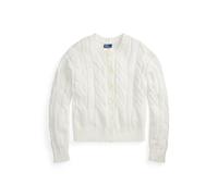 Rundhalsstrickjacke mit Zopfmuster XS White