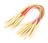 Rundstricknadel Set, 18 Stück Doppelpunkt Bambus Stricknadel Bunte Rohr Stricknadel(40cm/15.7in)