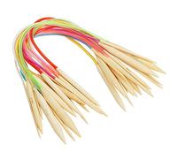 Rundstricknadel Set, 18 Stück Doppelpunkt Bambus Stricknadel Bunte Rohr Stricknadel(60cm/23.6in)