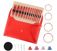 Rundstricknadel Set Austauschbar, 13 Paare, 3-10 mm, Professionelles Strickzubehör Set für Anfänger & Erwachsene, Einfache Bedienung, Stricker Geschenk Rot(Red
