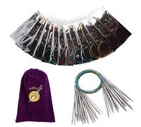 Rundstricknadel Set Edelstahl Runden Häkeln Stricknadeln Pins Nadel Set Pullover Nadel Kit Häkelnadeln Garnnadeln für Webprojekte, 14 Größen 2.25mm bis 10mm, 80 cm für Anfänger Professionelle (A)