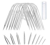Rundstricknadeln 40cm, 9 Stück Edelstahl Rundstricknadel Set 2,5-10mm Kurze Rundstricknadel für Anfänger, Sockenstricknadeln Häkelnadel für Socken Mütze Ärmel Kragen oder Kleine Projekte
