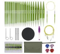 Rundstricknadeln Set Austauschbar, 13 Paar Rundstricknadeln mit Tasche und Zubehör, 13 Nadeldurchmesser 3-10 mm, 4 Längen Verstellbar 40-100 cm, Aluminium Häkelnadel Set (Dunkelgrün)