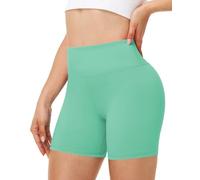 Runhit Sport Radlerhose Damen, 5" Hohe Taille Kurze Leggings, Bauchweg Gym Shorts Blickdicht Hose Unter Kleid für Yoga & Tennis, Hellmintgrün S