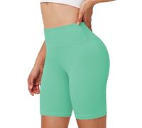 Runhit Sport Radlerhose Damen, 8" Hohe Taille Kurze Leggings, Bauchweg Gym Shorts Blickdicht Knielang Hose Unter Kleid für Yoga & Tennis, Hellmintgrün S