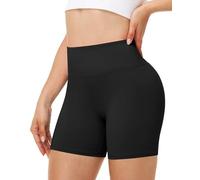 Runhit Sporthose Damen Kurz, 5" High Waist Blickdichte Yoga Shorts, Kurze Leggings Hose Unter Kleid, Po Anhebende Radler Unterhosen Hotpants Für Fitness & Running, Schwarz L