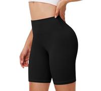 Runhit Sporthose Damen Kurz, 8" High Waist Blickdichte Yoga Shorts, Kurze Leggings Hose Unter Kleid, Po Anhebende Radler Unterhosen Hotpants Für Fitness & Running, Schwarz L