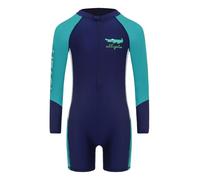 Runhomal Badeanzug Jungen Einteiler UV Schützend Schwimmanzug Kinder Badeanzug mit Reißverschluss Bademode fur Strand Pool Urlaub Gr. 104-164 Grün 146-152