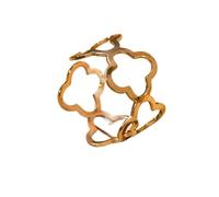 runhuabaihuo 1 Stück/Set 18 Karat vergoldeter Edelstahl Lucky Hollow Clover Set Zirkonia Halskette Armband Ohrring Armreif(Titanium Plated)