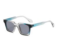 RUNHUIS Klassische Retro Quadrat Sonnenbrille Vintage Rechteck Sonnenbrille für Damen und Herren Trendy Schlank Quadratische Brillen Transparent grau&blau/Grau