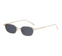 RUNHUIS Modische Polygon Rechteck Sonnenbrille für Damen Herren, Retro 90er Jahre kleine Sonnenbrille UV400-Schutz (Gold/Schwarz)
