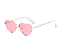 RUNHUIS Polarisiert Herzform Sonnenbrille Damen Herren Hippie Herz Brille Vintage Liebe Sonnenbrille für Festival Party Gold Metallrahmen mit UV400