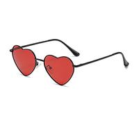 RUNHUIS Polarisiert Herzform Sonnenbrille Damen Herren Hippie Herz Brille Vintage Liebe Sonnenbrille für Festival Party Gold Metallrahmen mit UV400