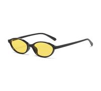 RUNHUIS Retro Oval Sonnenbrille Vintage Cateye Sonnenbrille für Damen Herren Mode Brillen (Schwarz/Gelb)