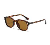 RUNHUIS Retro Quadratische Sonnenbrille, Vintage Rechteck Sonnenbrille für Damen Herren, Klassische Mode Brillen (Leopard/Braun)