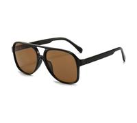 RUNHUIS Vintage Herren Polarisiert Sonnenbrille Damen Retro 70er überdimensional Klassisch Pilotensonnenbrille (Schwarz/Braun)