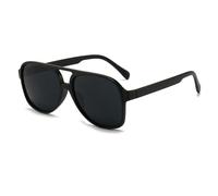 RUNHUIS Vintage Herren Polarisiert Sonnenbrille Damen Retro Oval 70er überdimensional Klassisch Pilotensonnenbrille UV400 Schutz (Mattschwarz)