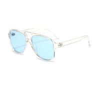 RUNHUIS Vintage Herren Polarisiert Sonnenbrille Damen Retro Oval 70er überdimensional Klassisch Pilotensonnenbrille UV400 Schutz (Transparentes Blau)