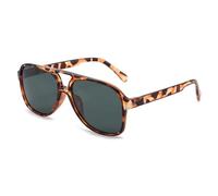 RUNHUIS Vintage Herren Polarisiert Sonnenbrille Damen Retro Oval 70er überdimensional Klassisch Pilotensonnenbrille UV400 Schutz (Leopard/Dunkelgrün)