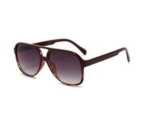 RUNHUIS Vintage Herren Polarisiert Sonnenbrille Damen Retro Oval 70er überdimensional Klassisch Pilotensonnenbrille UV400 Schutz (Rotwein-Leopard)