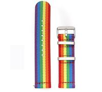 RUNMIND Nylon-Canvas-Schnellverschluss-Uhrenarmband, Ersatz-Uhrenarmband mit Edelstahl-Dornschließe, Regenbogen, 20 mm