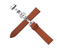 RUNMIND Uhrenarmband aus Rindsleder, Lederarmband, Schmetterlingsschnalle, Vintage-Leder-Uhrenarmband für Unisex, 20 mm, Leder