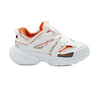 Runner Boss, Damen Sneaker zum Schnüren,Weiß & Orange, Kunstleder, Wasserdicht und Abwischbare, Schuhgröße: 39