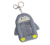 runrayay Niedlicher Plüsch-Kpop-Fotokartenhalter mit Schlüsselanhänger, Cartoon-Bär-Fotohülle, Ausweis, Bank, Kreditkartenetui, Schutz, Pinguin