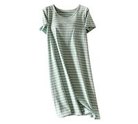 Runstarshow Nachthemden für Damen, Sommer-Nachtwäsche, Nachthemd, gestreiftes Nachthemd mit integriertem BH, Schlaf-T-Shirt, Nachtwäsche, Loungewear, kurzärmelig, Übergröße, M-3XL, grün, XL