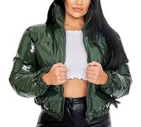 Runxingfu Damen Daunen Baumwolle Jacken Lose Winter Verdicken Winddicht Metallic Glanz Puffer Parker Mantel Kurz Oberbekleidung