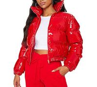 Runxingfu Damen Daunen Baumwolle Jacken Lose Winter Verdicken Winddicht Metallic Glanz Puffer Parker Mantel Kurz Oberbekleidung