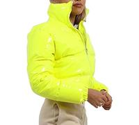Runxingfu Damen Daunen Baumwolle Jacken Lose Winter Verdicken Winddicht Metallic Glanz Puffer Parker Mantel Kurz Oberbekleidung