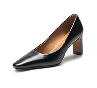 Runxingfu Karreezehe High Heels Damen - 5CM Damen Retro Blockabsatz Pumps Mode Geschlossene Zehe Absätze Slip-On Klobige Absätze Elegante Arbeit Pumps