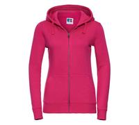Russell - "Authentic" Kapuzenpullover Durchgehender Reißverschluss für Damen (Fuchsie) S