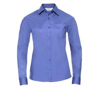 Russell Collection - Hemd Pflegeleicht für Damen Langärmlig (Business-Blau) L