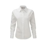 RUSSELL COLLECTION LADIES' LONG SLEEVE TAILORED OXFORD SHIRT S WHITE