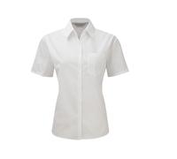 RUSSELL COLLECTION LADIES' SHORT SLEEVE CLASSIC POLYCOTTON POPLIN SHIRT XL WHITE