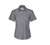 RUSSELL COLLECTION LADIES' SHORT SLEEVE TAILORED OXFORD SHIRT XS SILVER