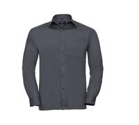 RUSSELL COLLECTION MEN'S LONG SLEEVE CLASSIC POLYCOTTON POPLIN SHIRT 4XL CONVOY GREY