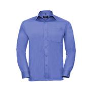 RUSSELL COLLECTION MEN'S LONG SLEEVE CLASSIC POLYCOTTON POPLIN SHIRT 4XL CORPORATE BLUE