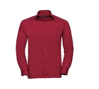 RUSSELL COLLECTION MEN'S LONG SLEEVE CLASSIC POLYCOTTON POPLIN SHIRT S CLASSIC RED