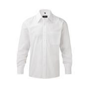 RUSSELL COLLECTION MEN'S LONG SLEEVE CLASSIC POLYCOTTON POPLIN SHIRT XL WHITE