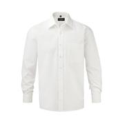 RUSSELL COLLECTION MEN'S LONG SLEEVE CLASSIC PURE COTTON POPLIN SHIRT XXL WHITE
