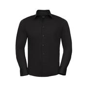 RUSSELL COLLECTION MEN'S LONG SLEEVE FITTED STRETCH SHIRT S BLACK