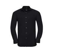 RUSSELL COLLECTION MEN'S LONG SLEEVE FITTED ULTIMATE STRETCH SHIRT S BLACK