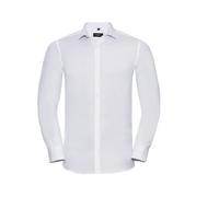 RUSSELL COLLECTION MEN'S LONG SLEEVE FITTED ULTIMATE STRETCH SHIRT XL WHITE