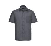 RUSSELL COLLECTION MEN'S SHORT SLEEVE CLASSIC POLYCOTTON POPLIN SHIRT 4XL CONVOY GREY